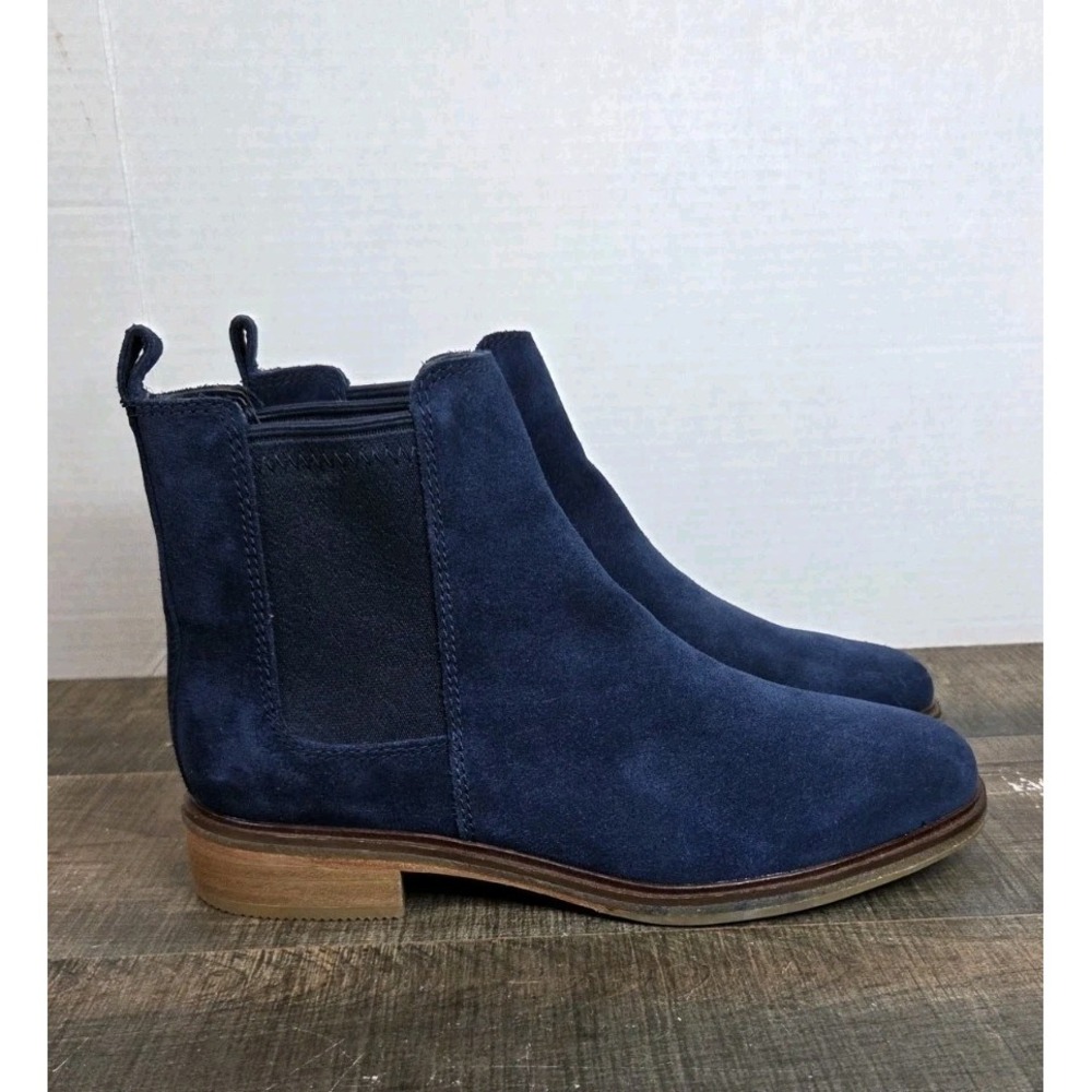 Clarks Clarkdale Arlo Chelsea Boots Navy Blue Suede Ankle Womens 9 261451154065